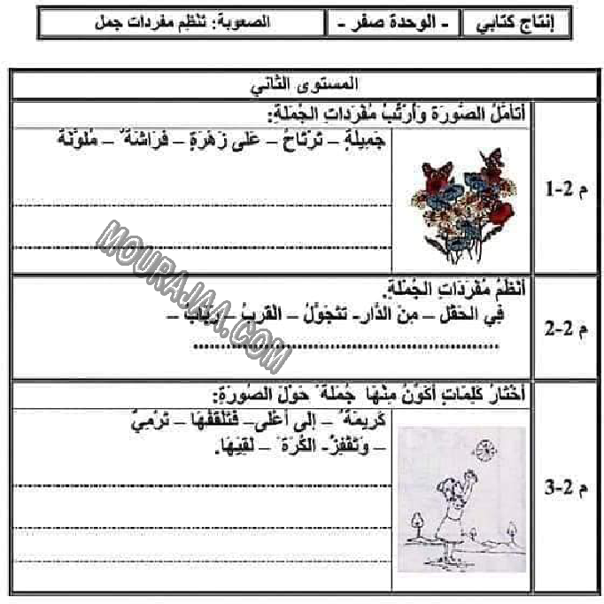 تقييم الوحدة صفر ترتيب المقاطع