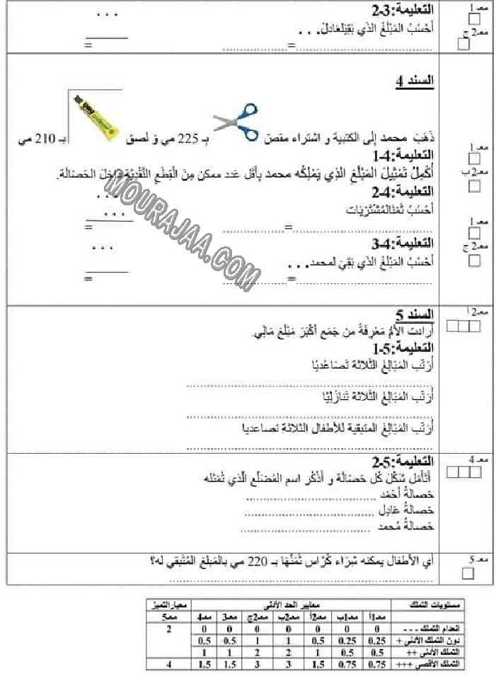 امتحان انتاج كتابي سنة ثانية الثلاثي الثالث  ()