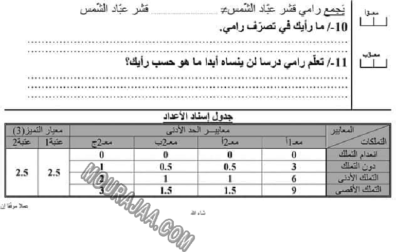 امتحان انتاج كتابي سنة ثانية الثلاثي الثالث  ()