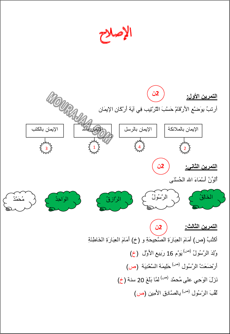 تربية اسلامية سنة ثانية ثلاثي الاول1
