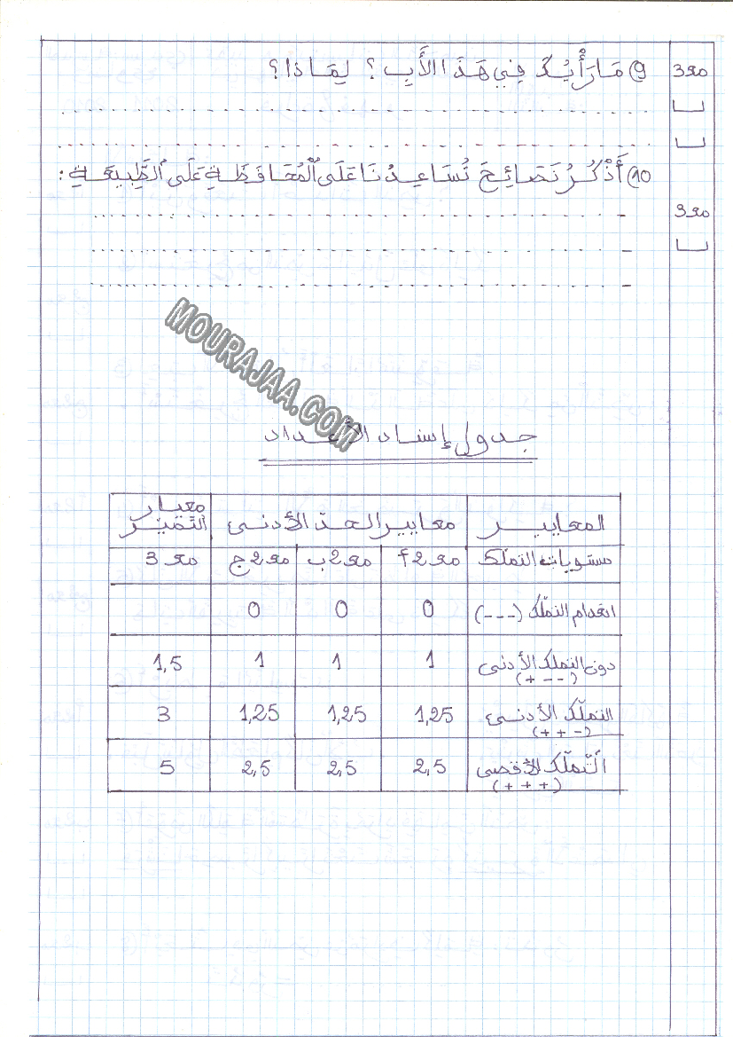 امتحان قراءة سنة ثانية ثلاثي الثالث 