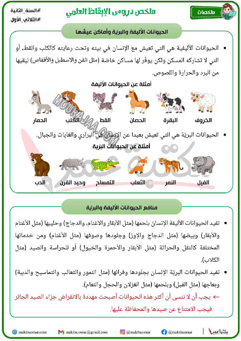 ملخص دروس الايقاظ العلمي سنة ثانية ثلاثي الاول