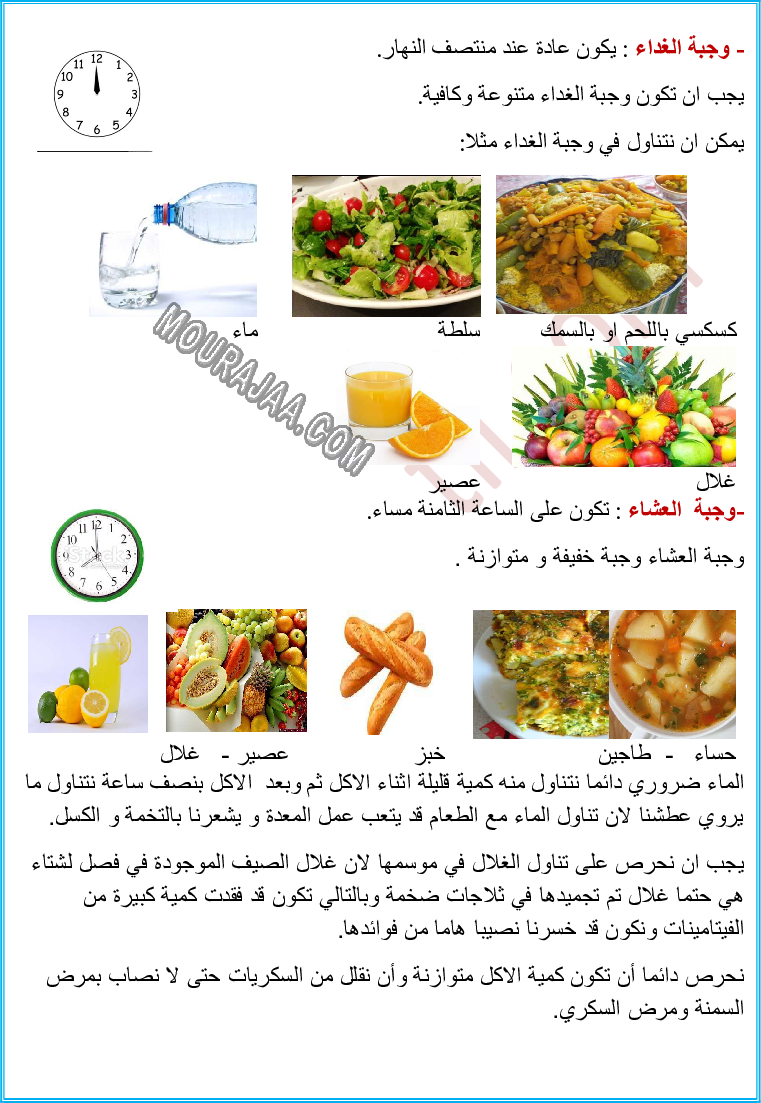 التغذية عند الانسان الوجبات الغذائية و مواعيدها