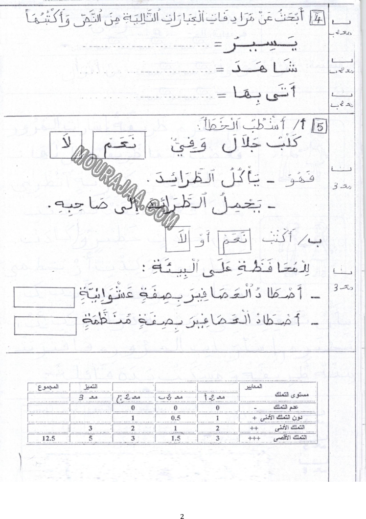 امتحان قراءة سنة اولى ثلاثي الثالث 