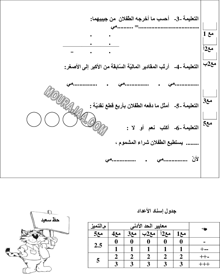 امتحان رياضيات سنة اولى ثلاثي الثالث 
