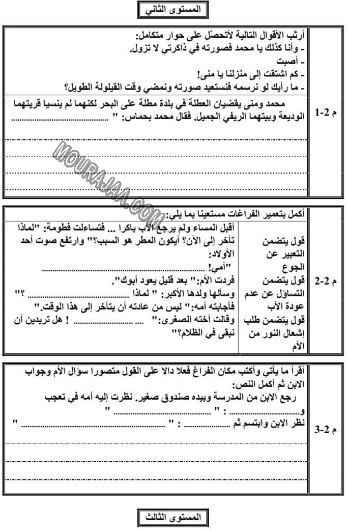 انتاج كتابي ثلاثي الاول