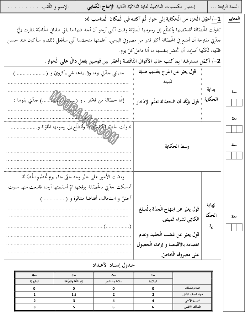 انالج كتابي ثلاثي ثاني