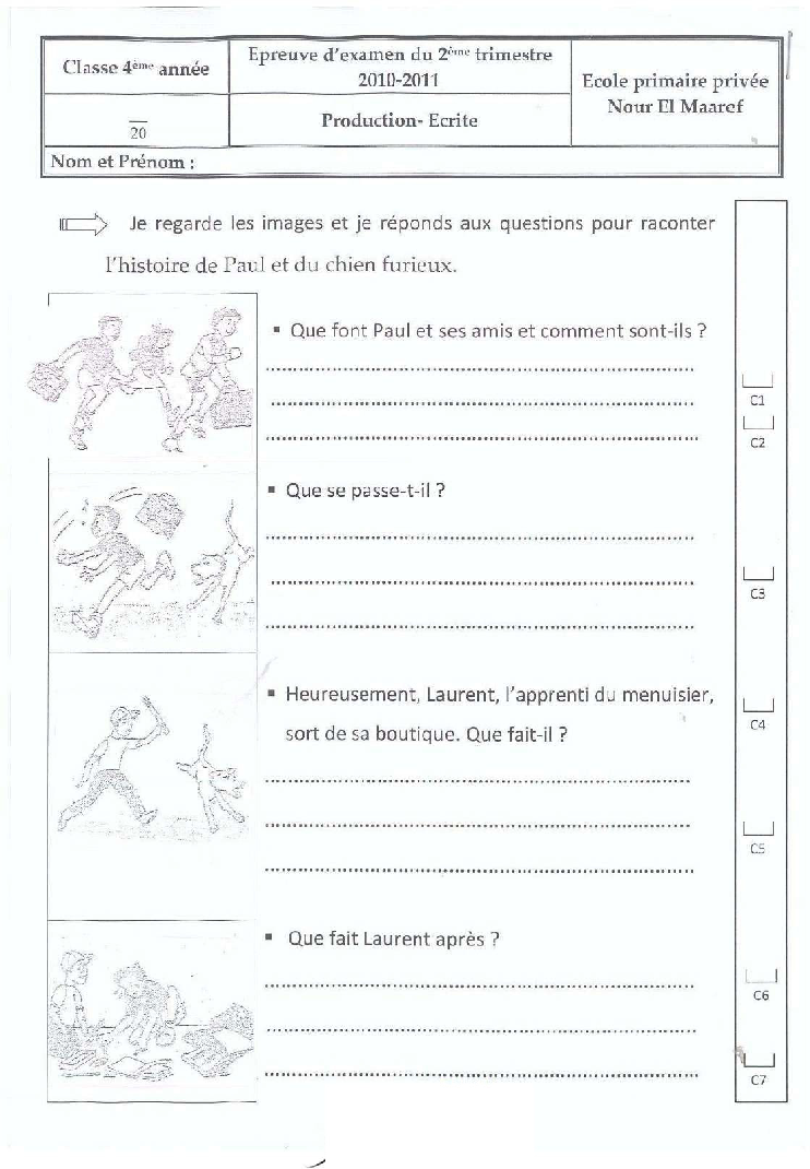 epreuve production ecrite quatrieme anne 2tr