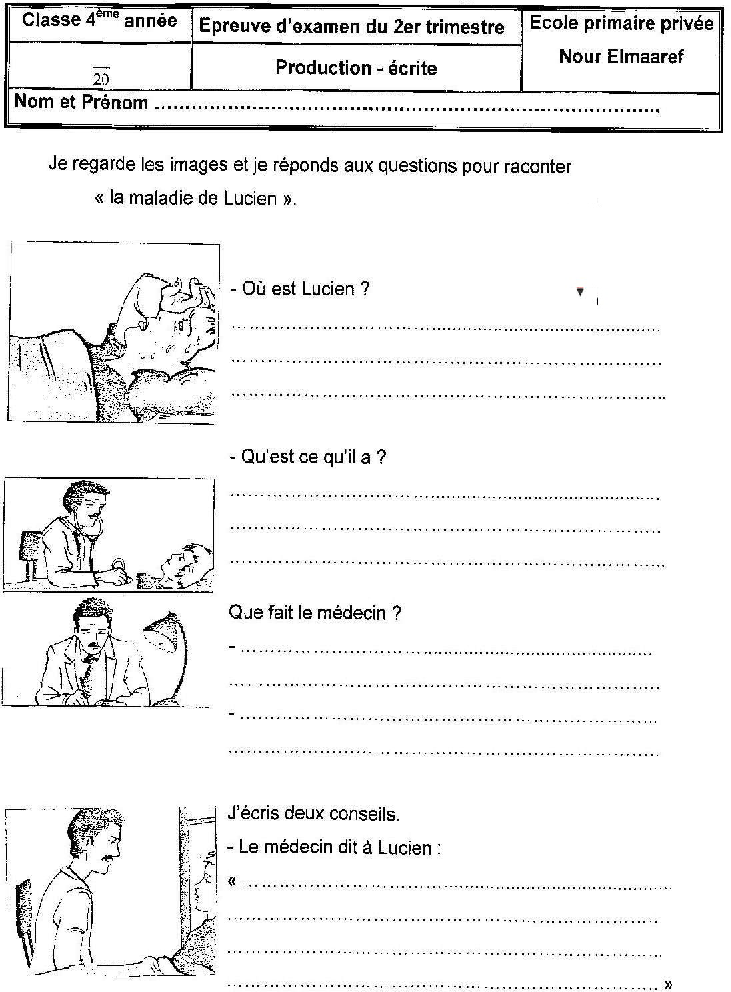 epreuve production ecrite quatrieme anne 2tr2