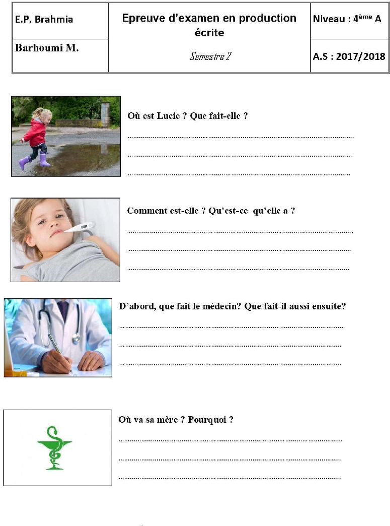 epreuve production ecrite quatrieme anne 2tr55