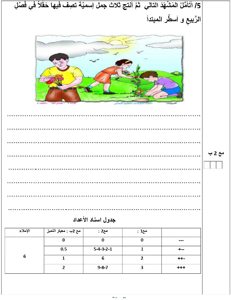 امتحان قواعد اللغة سنة الرابعة الثلاثي الثاني6