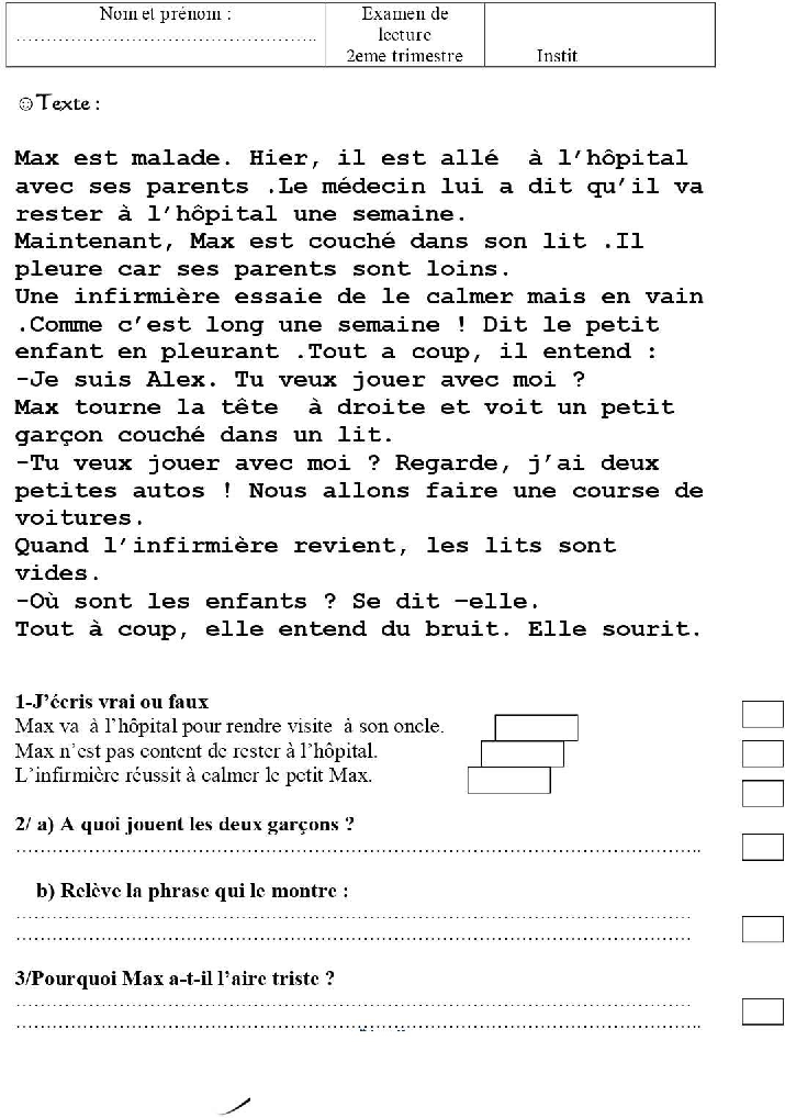 epreuve lecture comprehension quatrieme 2tr55
