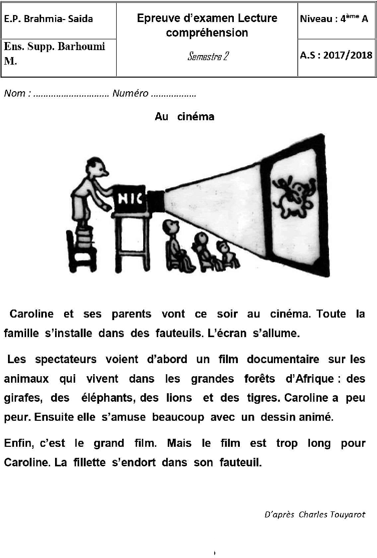 epreuve lecture comprehension quatrieme 2tr789