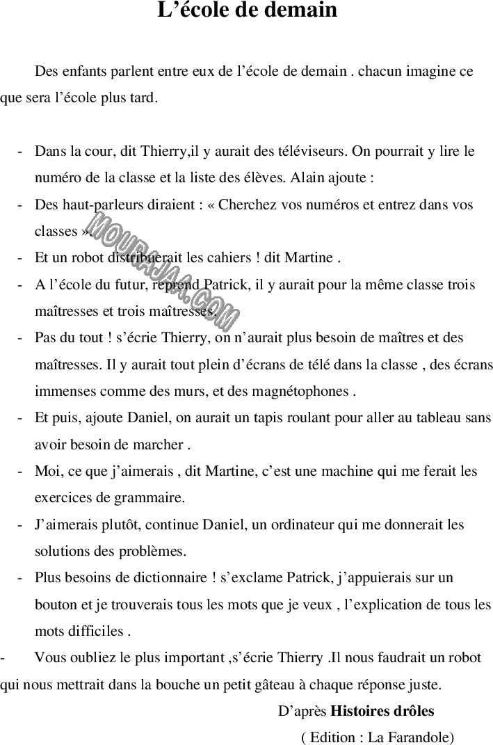 epreuve francais 4eme anne 3tr