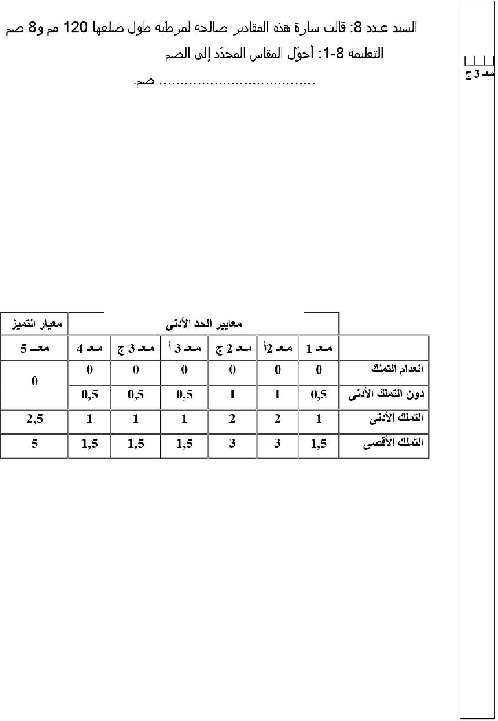 امتحان رياضيات سنة الرابعة الثلاثي الثاني1