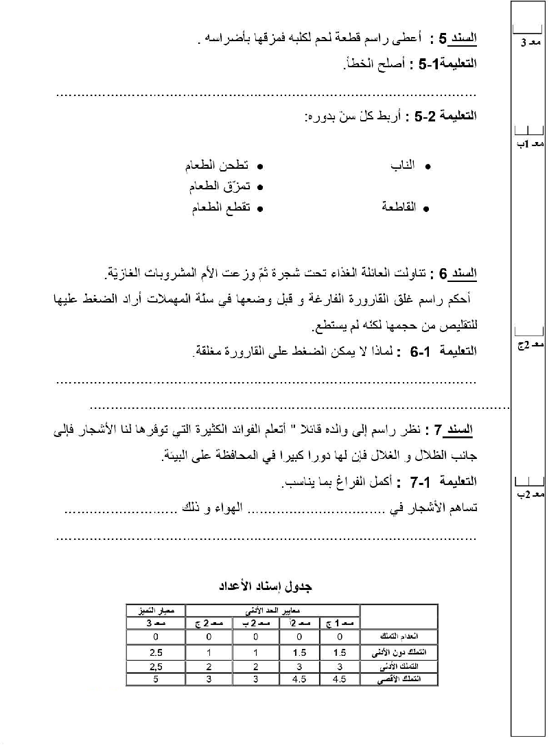 امتحان ايقاظ علمي سنة الرابعة الثلاثي الثاني3