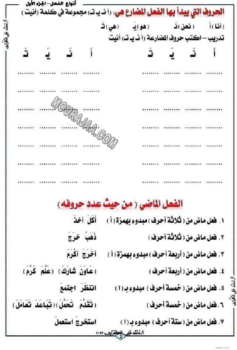 الفعل الماصي و الفعل المضارع 2022