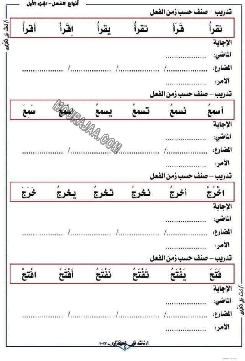 الفعل الماصي و الفعل المضارع 2022