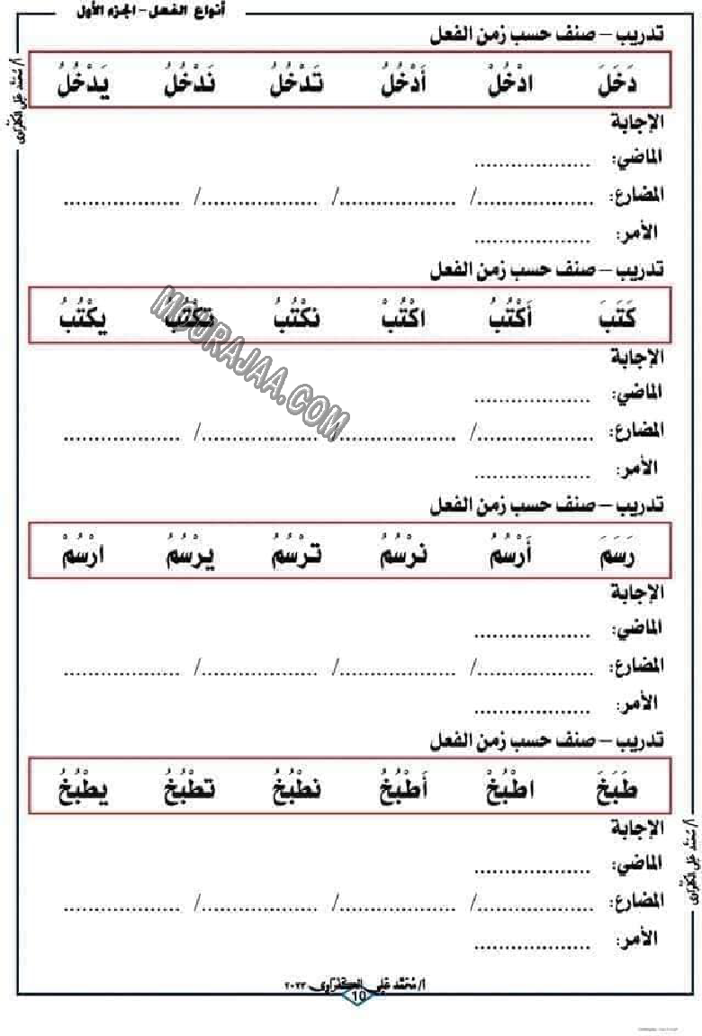 الفعل الماصي و الفعل المضارع 2022