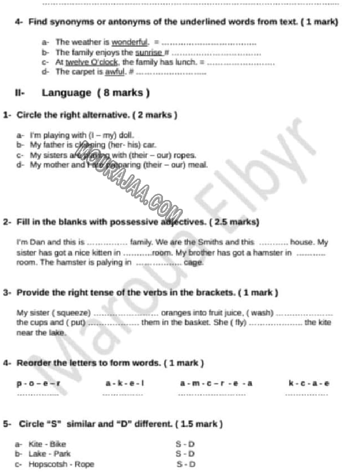 evaluation anglais 6eme 1tr 2022-8