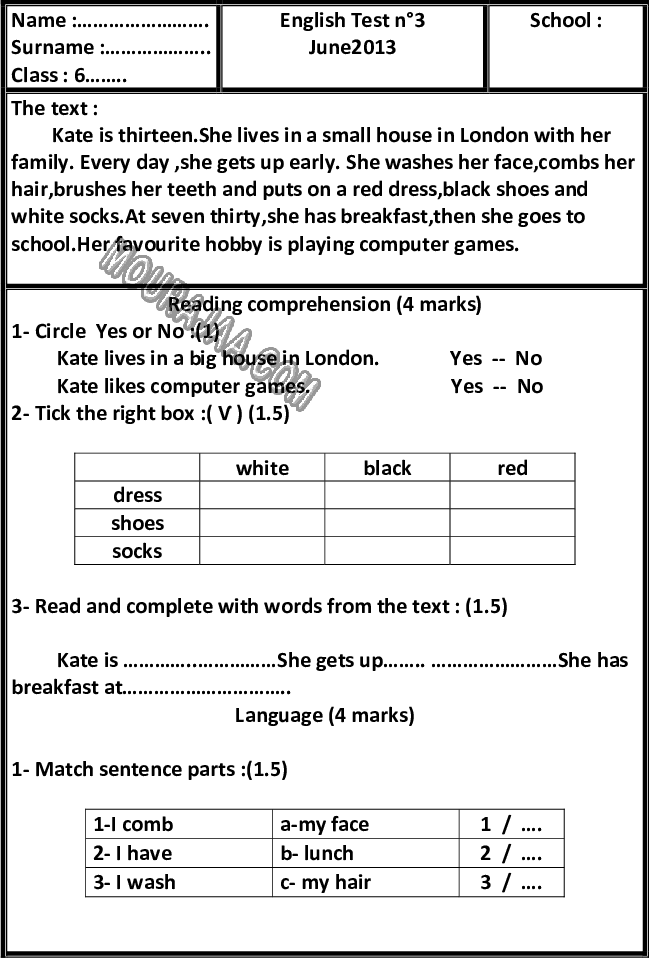 epreuve andlais 6eme 3tr 900