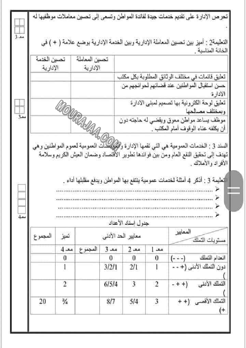 امتحانات التربية المدنية الثلاثي الاول السنة السادسة6