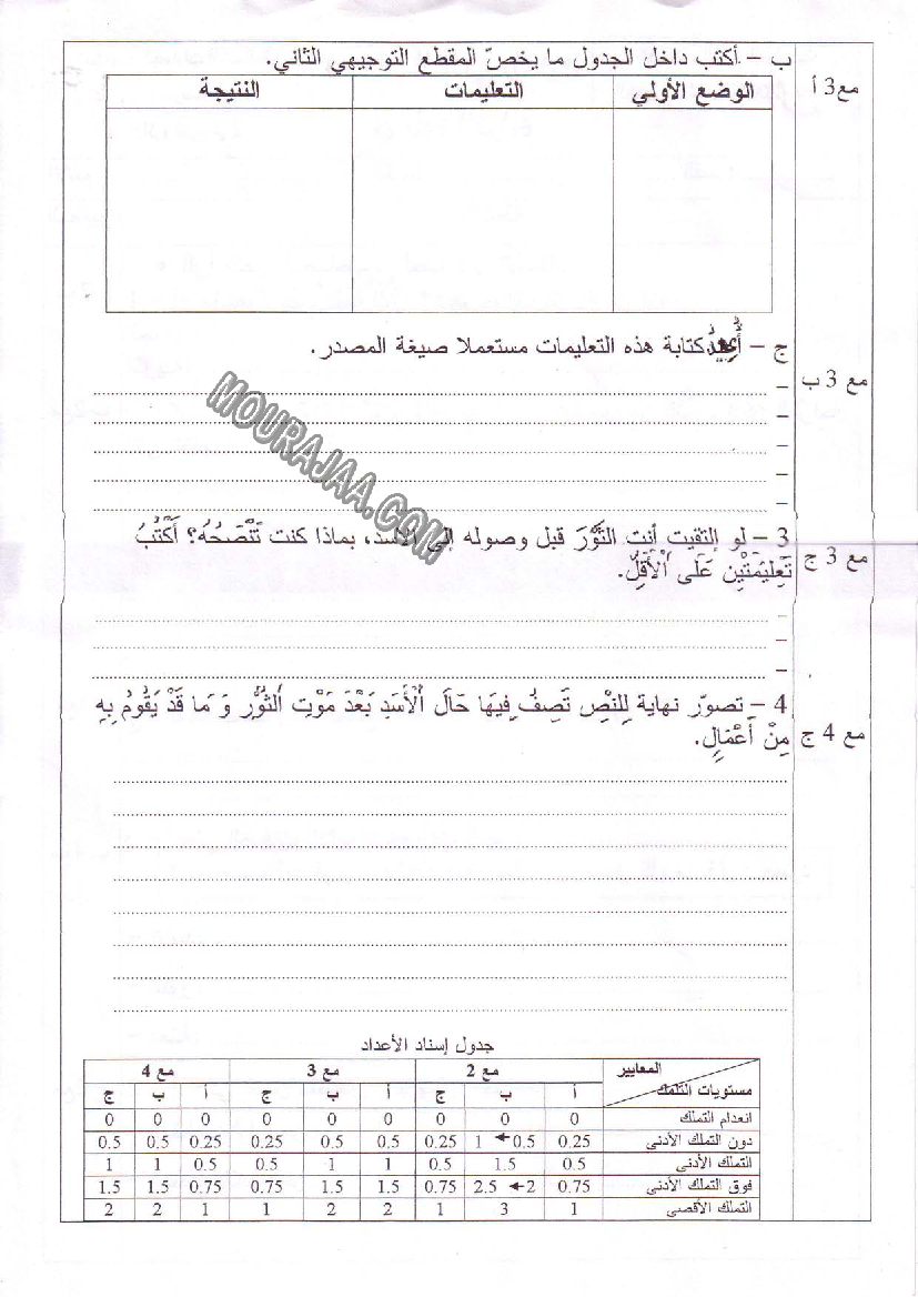 امتحان قراءة سنة سادسة الثلاثي الثالث 