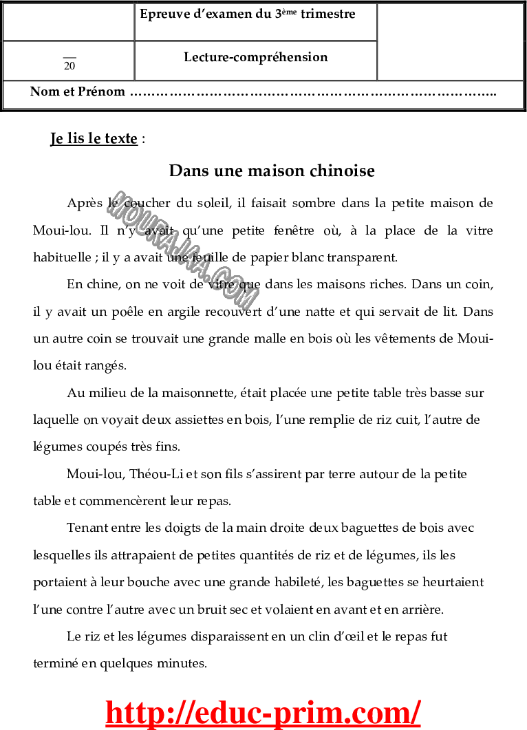 epreuve francais 6eme 3tr 202