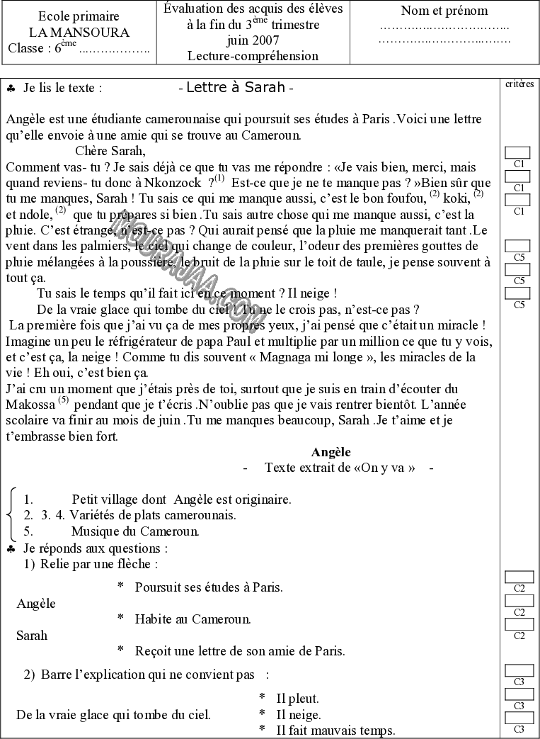 epreuve francais 6eme 3tr 203