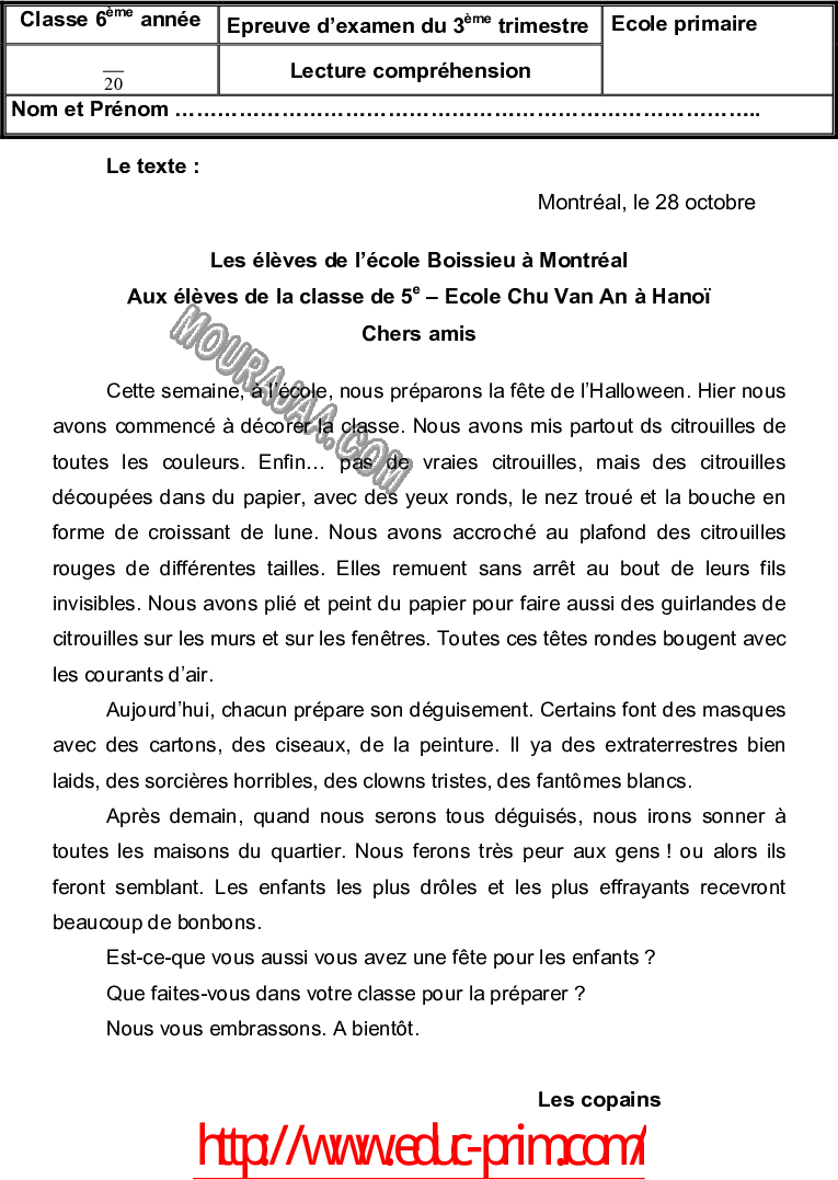 epreuve francais 6eme 3tr 225