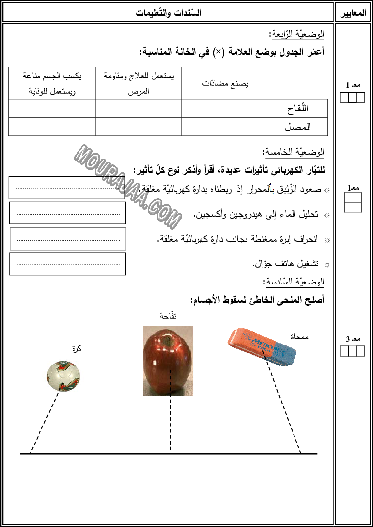 امتحان رياضيات سنة سادسة الثلاثي الثالث 