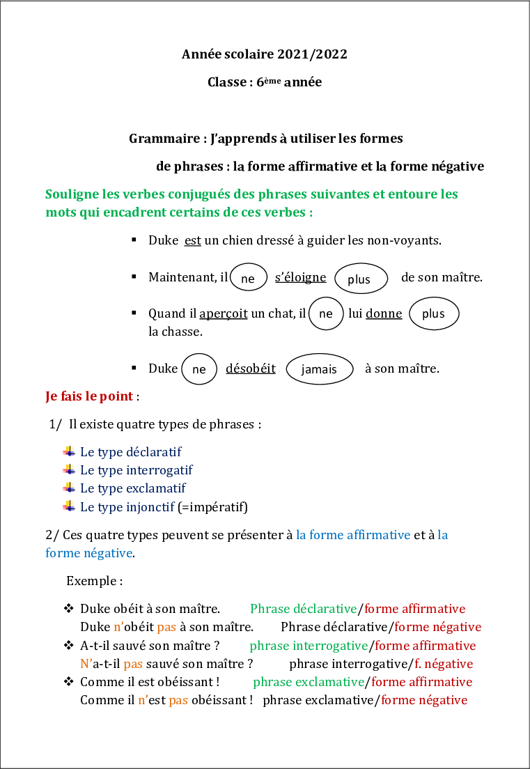 les formes de phrase