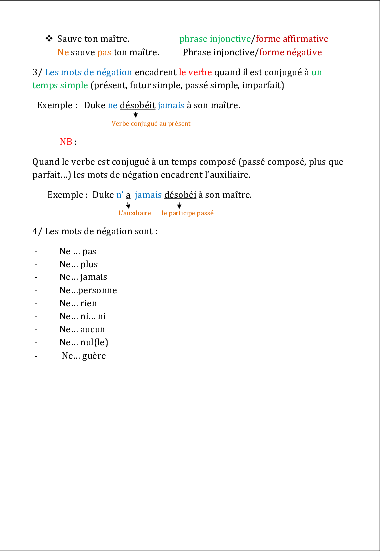 les formes de phrase
