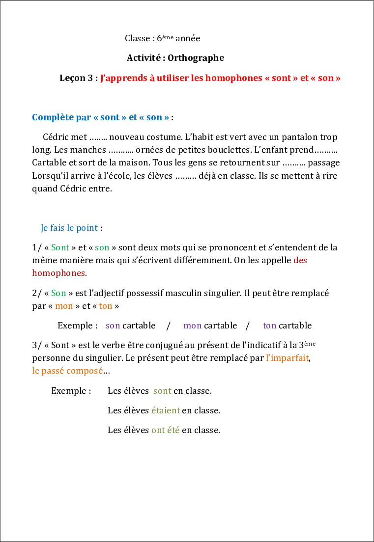 orthographe sont et son