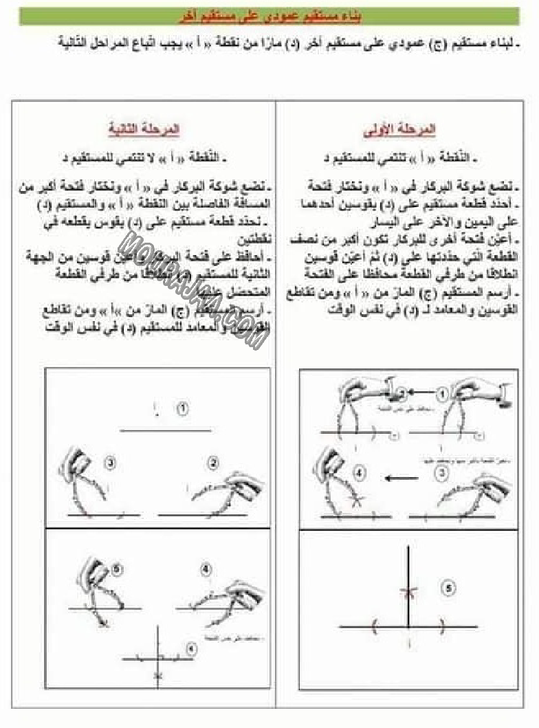 بناء مستقيم عمودي على مستقيم اخر