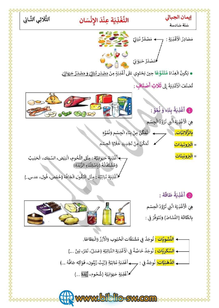 التغذية عند الانسان و امراض سوء التغذية