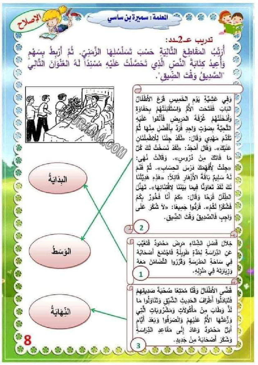 إنتاج كتابي حول المرض سنة ثالثة إبتدائي