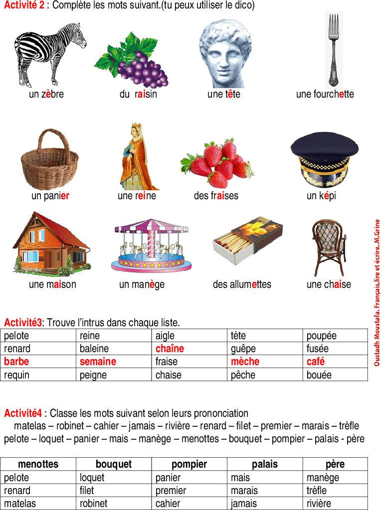 LETTRE E cours et excercice