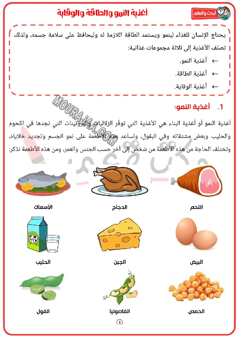 اغذية النمو و الطاقة و الوقاية 2022