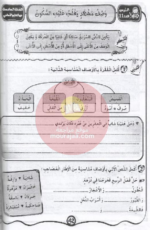 مشروعي في الانتاج- الكتابي سنة 6