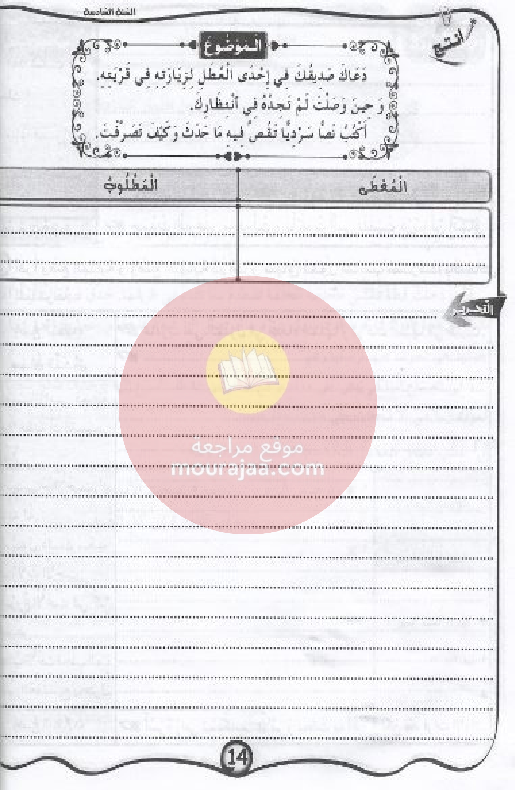 مشروعي في الانتاج- الكتابي سنة 6