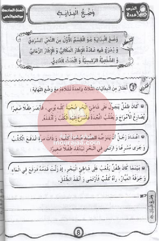 مشروعي في الانتاج- الكتابي سنة 6