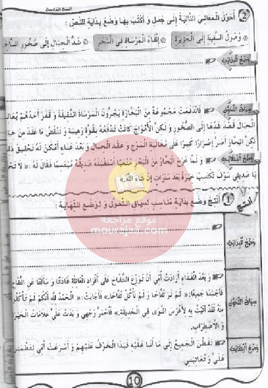 مشروعي في الانتاج- الكتابي سنة 6