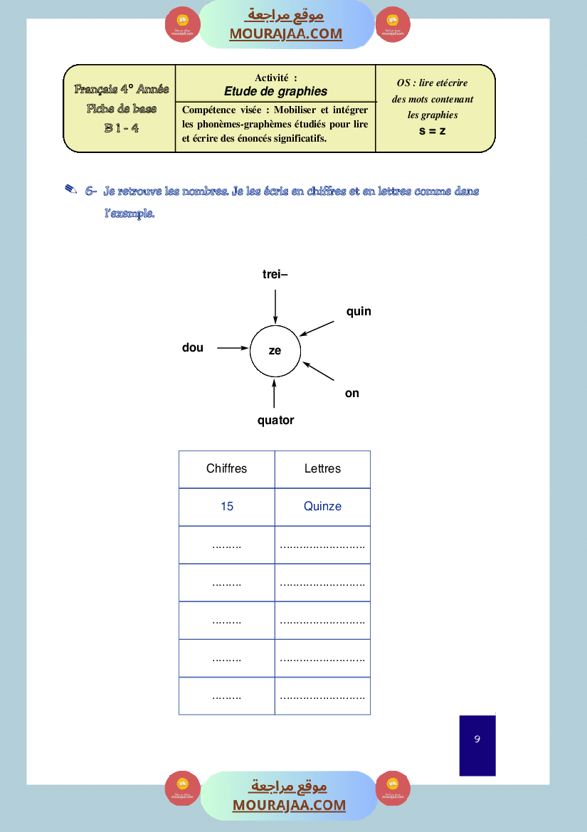 cahier de classe 4eme annee