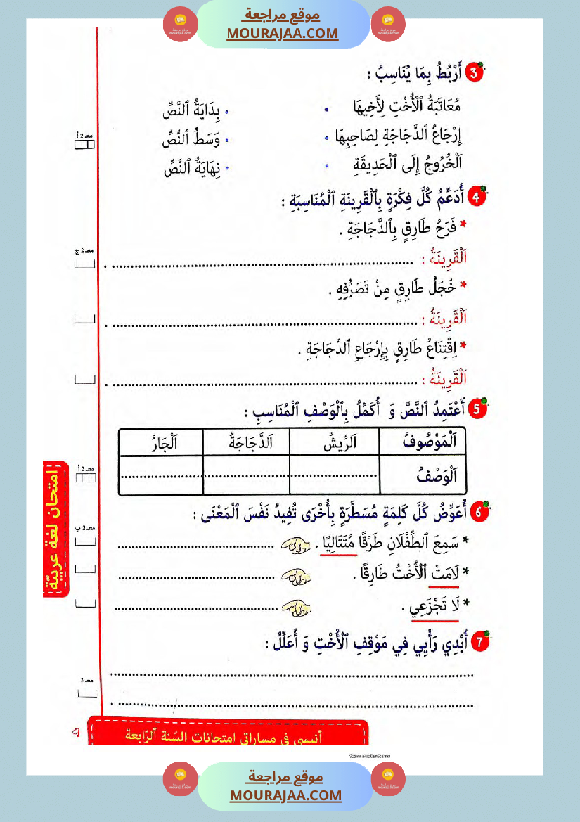 انيسي في مساراتي الثلاثي الثالث سنة الرابعة