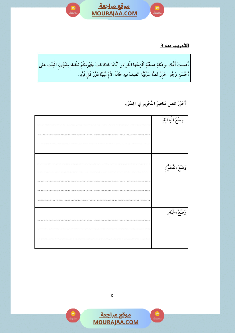 التدريب على الانتاج الكتابي سنة الخامسة