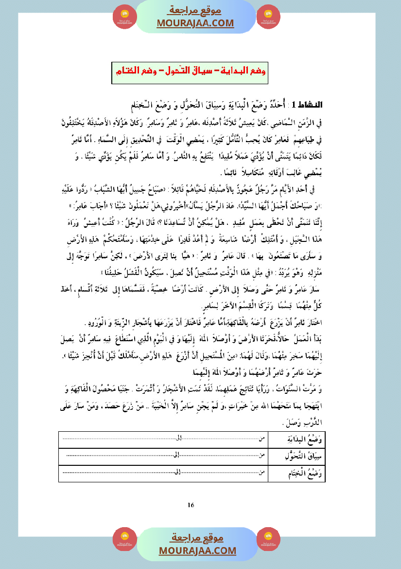 التدريب على الانتاج الكتابي سنة الخامسة