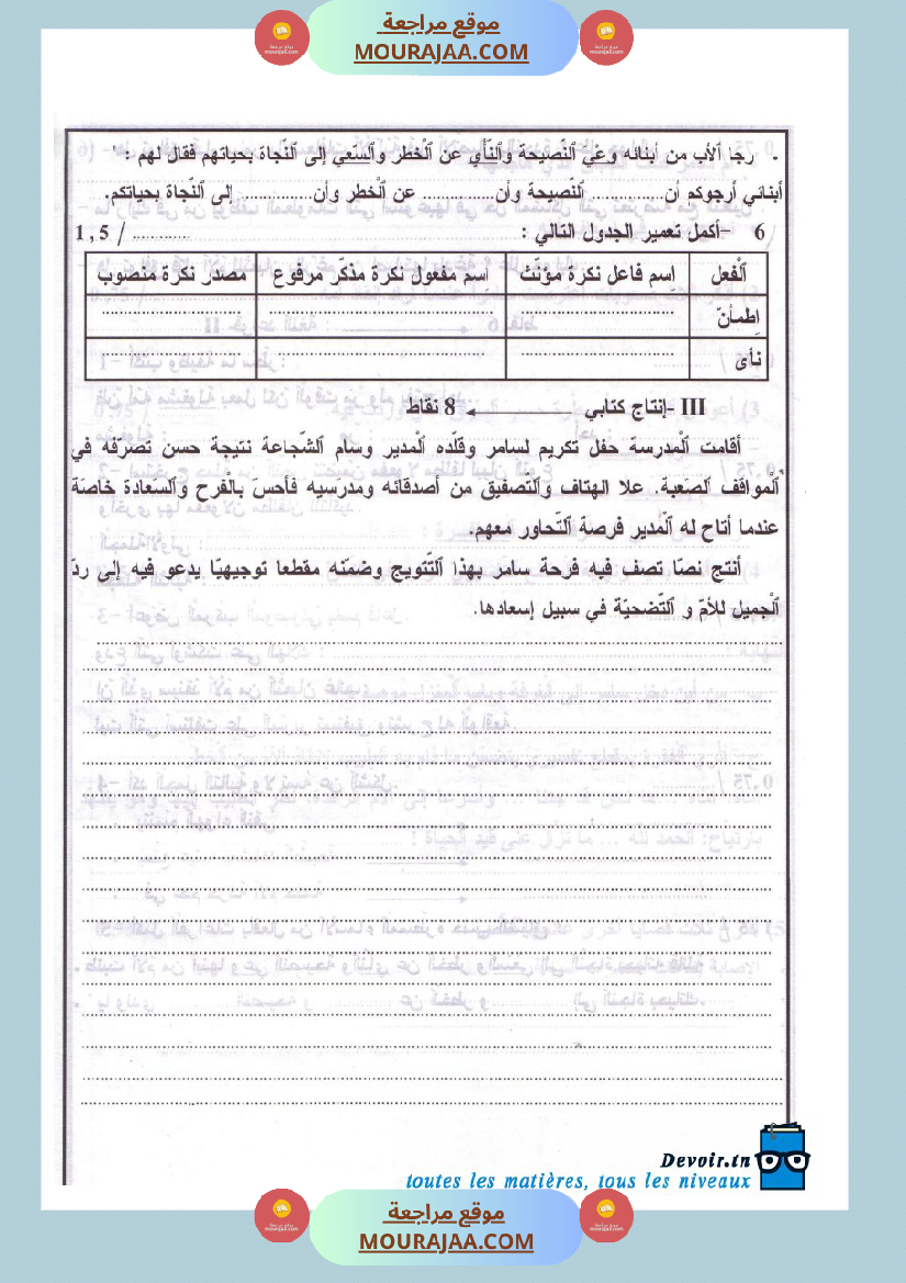 امتحانات تجريبية قبل مناظرة النموذجي سنة السادسة