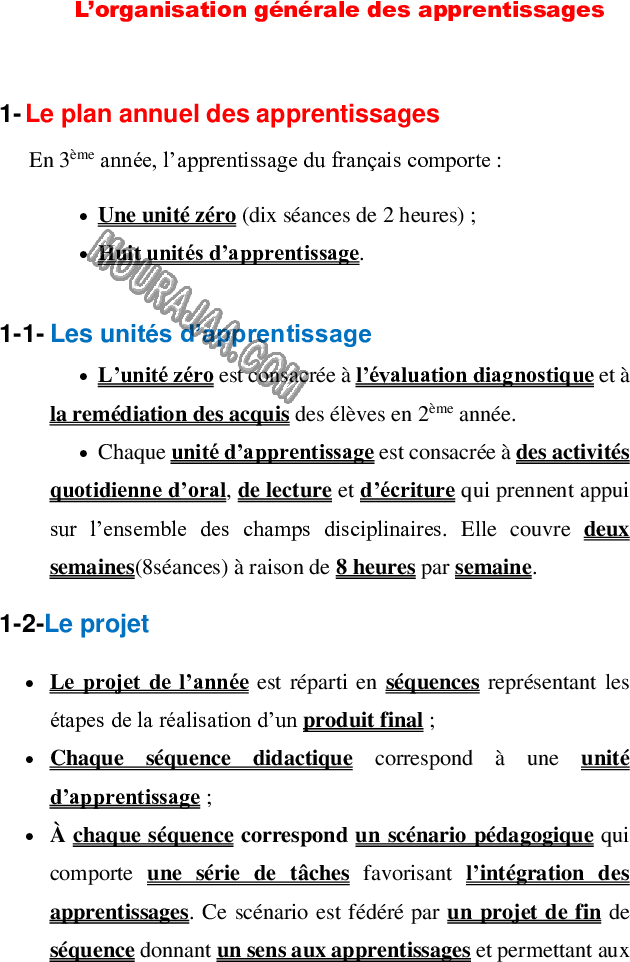 Planification de lunite 2 3ème année 