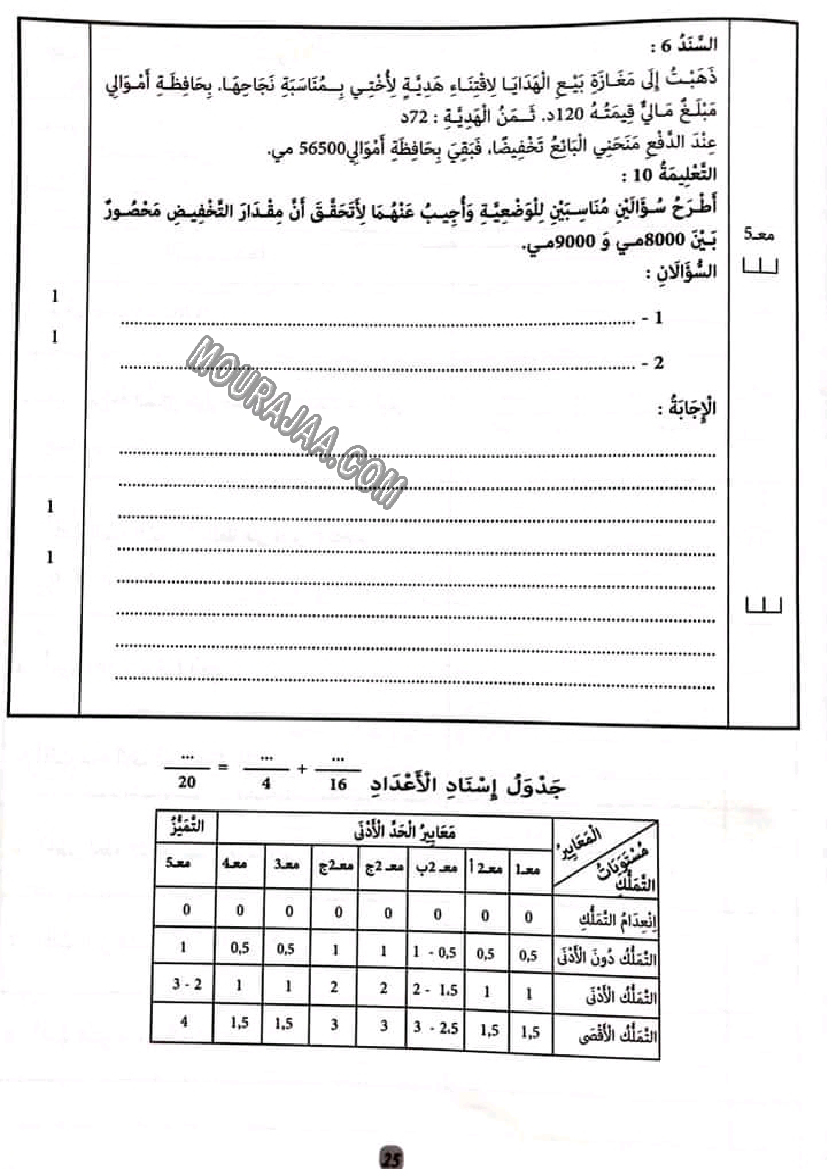 إمتحانات كنوز النجاح رياضيات,إيقاظ علمي و تربية إسلامية مع الإصلاح سنة رابعة إبتدائي